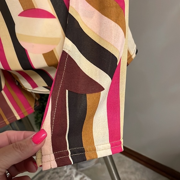 MORGAN DE TOI MYRIANA  geometrical sequin stripe button down shirt semi sheer XS - Picture 8 of 13